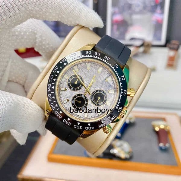Luxury Watch Mens Watches Gold Stopwatch Top Brand Chronograph Wirstwatches Rubber Strap Sport Quartz Man Designer Fathers Valentines Day Present Gifts