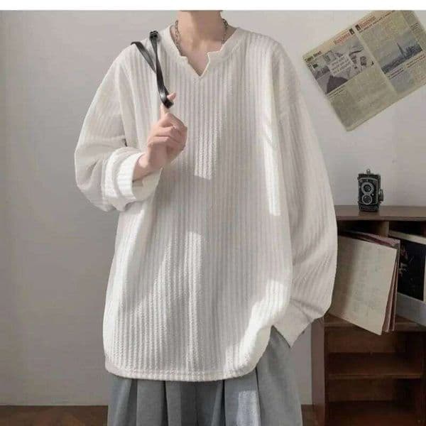 Men's Long Sleeve T-shirt Korean Streetwear Hip Hop Style Casual Solid Color Spring Autumn Fashion Brand Baggy comfortable Top