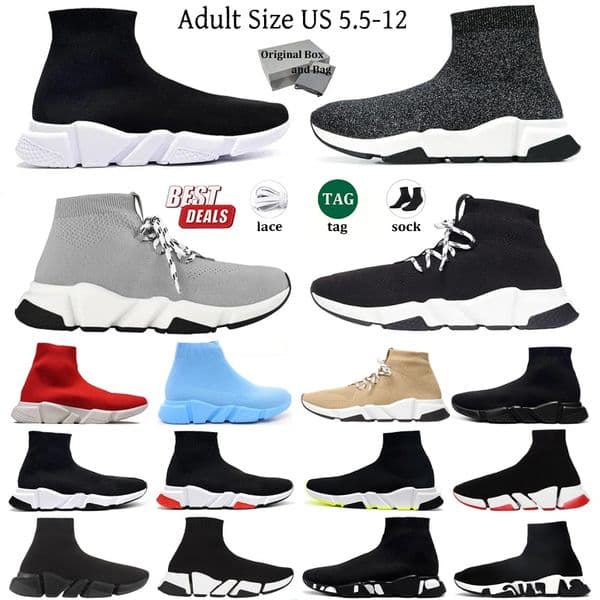 Designer Speed Sock shoes Casual Shoes Runner Shoes High Low Graffiti White Black Paris Outdoor Shoes Red Lace-up Mesh Socks platform sneakers