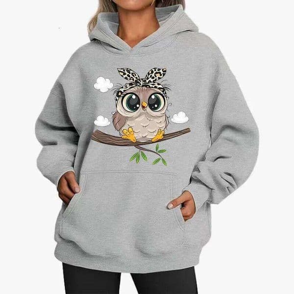 2025New Cute Owl Design Women Hoodies American Style Hoody Autumn Hip Hop Hoodie Casual Fleece Clothing Female Sweatshirt