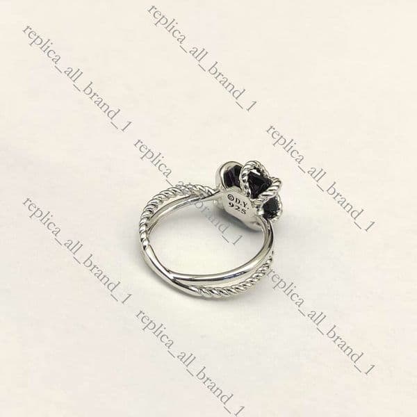 NEW 2026 Davids Designer High Quality Davidlys Jewelry Classic Punk Luxury Ringsfashion Retro Unisex Gold Four Sided Diamond Ring Mens And Women Ring Leather Bag 1Ca