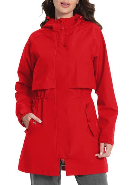 Women's Hooded Waterproof Rain Jacket - Windproof Fleece Lined Outdoor Coat for Hiking & Everyday Use