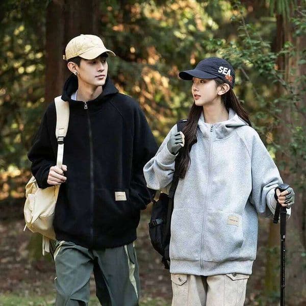 Autumn Winter Zipper Hooded Jogger Coat for Men High Quality Y2K Warm Cotton Knitted Sweater Hiking Sports Jackets Youth Fashion