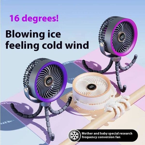 2025new ICE super cooling conductor desktop bedside variable frequency digital display octopus shaking head fan ddmynov ddmynov