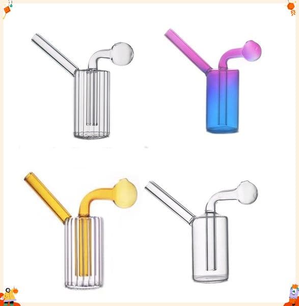 Wholesale Travel Mini Glass Oil Burner Bong colorful Thick Heady Glass Smoking Water Pipe Recycler Bong