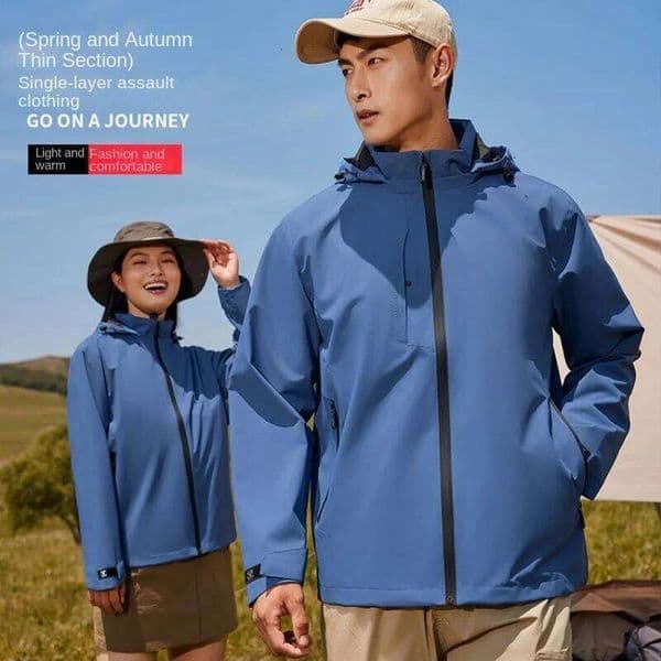 Jackets Mens Coats Man Trench Autumn 2025 New Windproof Waterproof Hooded Outdoor Coat For Men And Women Couple