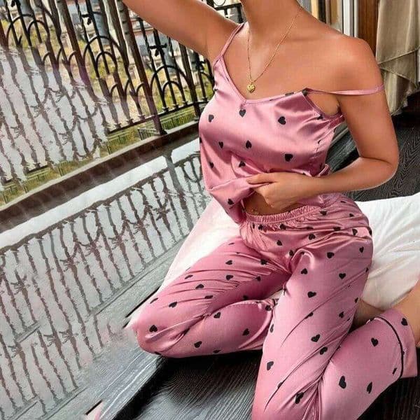 2026 Women Satin Pajamas Sets Letter Print Cami Vest Shirt With Trouser Sleepwear Ladie Sexy Pajama Lingerie Pyjamas Nightwear