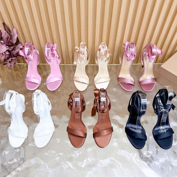 Woman slingback Ribbons scarf sandal Designer wed shoe CC High heels Leather luxury slide stiletto heel sandale Casual slipper summer party dress prom dance shoes