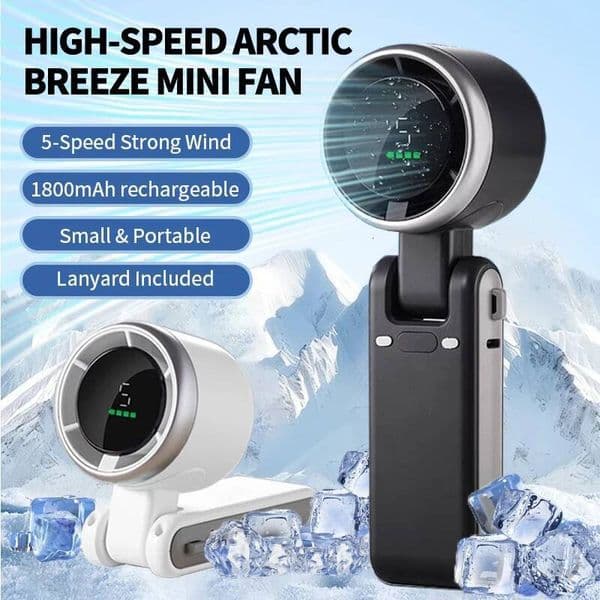 2026 Portable Handheld Turbo Mini Fan Foldable Neck Hanging Fans 5-Speed High-Velocity Airflow, USB Rechargeable 3600mAh ddmynov ddmynov ddmynov