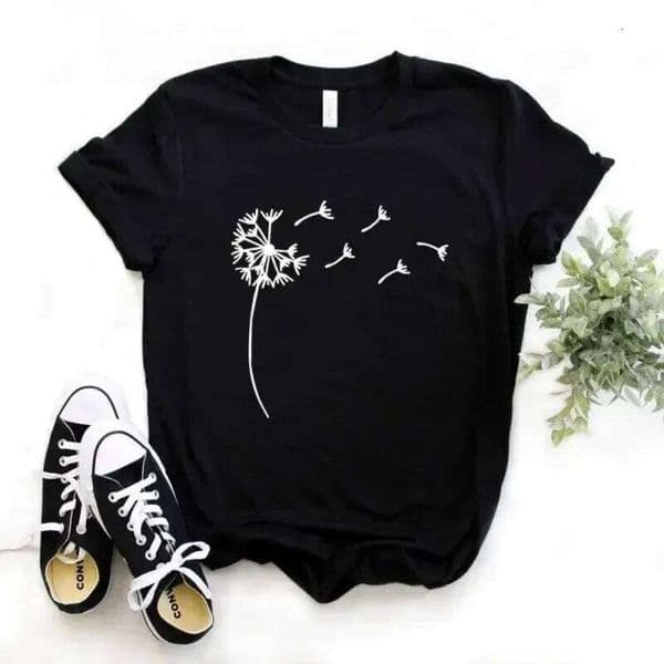 Dandelion Funny Print Women T Shirt Girl Summer O Neck Fashion Top Tee Female Clothes Women's Harajuku Short Sleeve Casual
