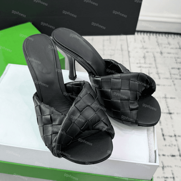 Designer Kitten Heels Mule Women Blink Mule Leather Heels Sandal Quality Woven Sandals Summer Fall Luxury Pumps Cute Lady Low Heeled Size 35-42