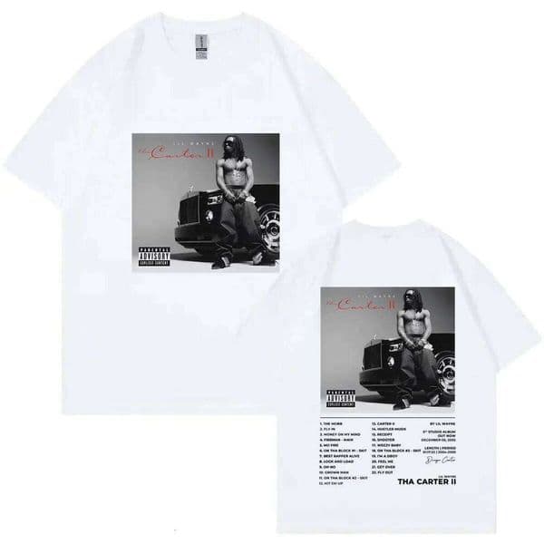 Rapper Lil Wayne Tha Carter II Album Poster Graphic T Shirts Men's women Fashion Hip Hop Vintage T-shirt Summer Casual T-shirts