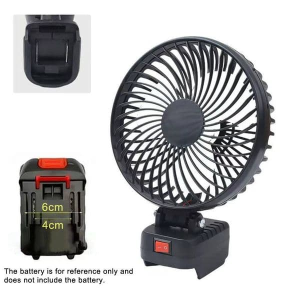 Camping Fan Wireless Portable Outdoor Cooler With Li-Ion Battery Adapter For Workshop Field Use Black Plastic Tool Accessory ddmynov