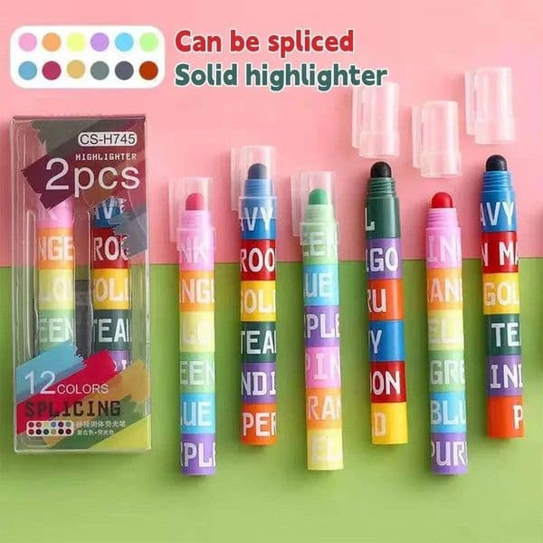 Color Highlighter Detachable Splicing Creative Cute Pens Retro Graffiti Marking Pen For Kids Students School Stationery Supplies