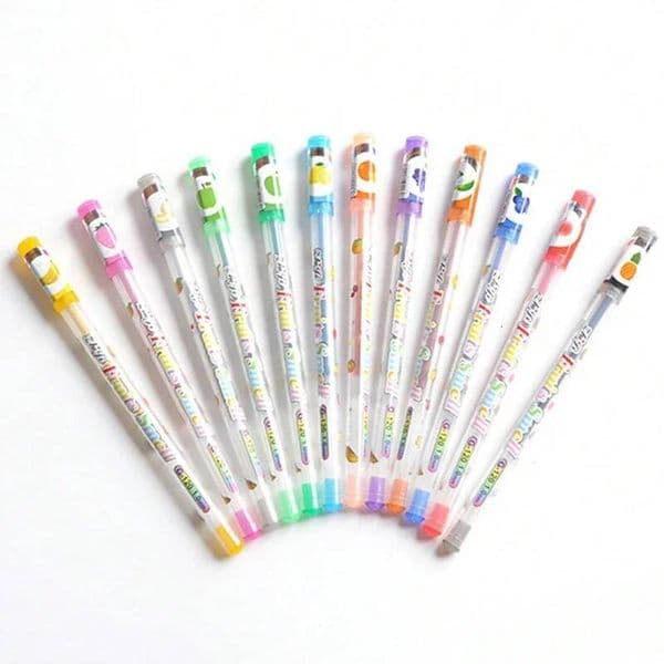 12Pcs/Set Scented Glitter Colors Gel Pens Highlighter For School Office Adult Coloring Book Journals Drawing Art Markers Cute