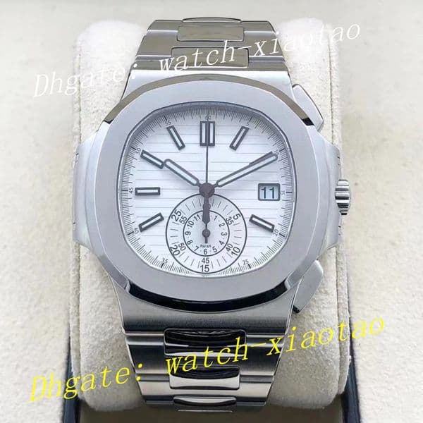 BP Factory Mens Watch 5980 904L Steel 40.5mm White Dial Chronograph Stopwatch Sapphire Glass Watches CAL.7750 CH 28-520 C Movement Mechanical Men's Wristwatches