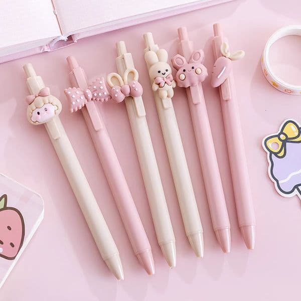 Cute Bunny High-Value Student Girl Press Pen, Korean Version Black 0.5Mm Gel Pen