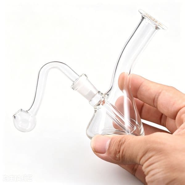 Wholesale Travel Mini Beaker Water Pipe Bong Downstem Cute Glass Oil burner bongs with 10mm male Glass banger smoking Bowl in stock