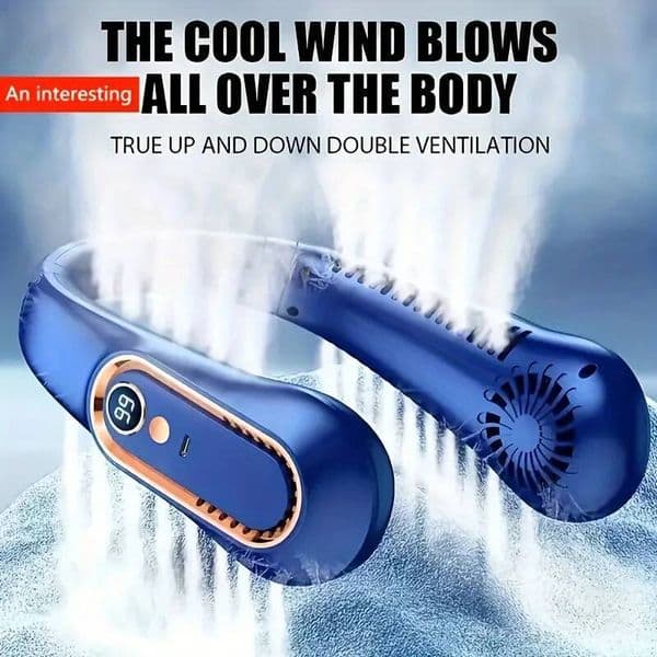 Bladeless Hanging Neck Fan, Portable USB Rechargeable Cooler Fan With 5 Wind Speeds And Digital Display, For Outdoor Sports Use ddmynov