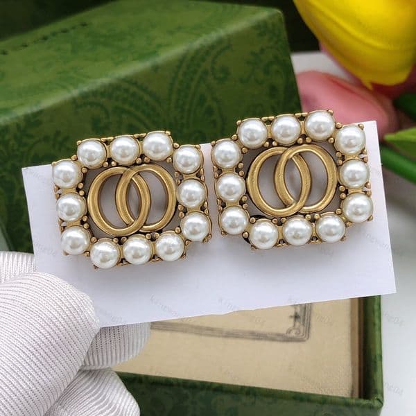 Women Designer Letter Initial Round Crystal Rhinestone Stud Earrings Luxury Brand Gold Plated Bridal Wedding Party Jewelry