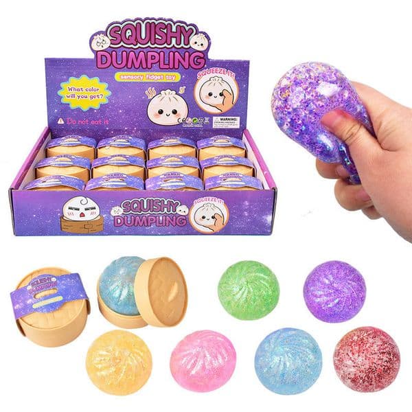 Colored Mini Glitter Dumpling Squishy with Box Dumplings Sensory Squeeze Toy for Stress Relief Random Color Free Sea Transportation