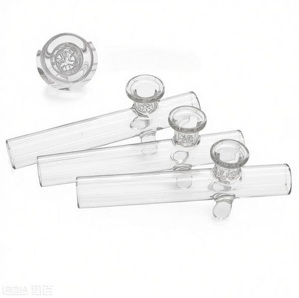 Wholesale Thick heady Snowflake Design Steamrollers Glass hand pipe Clear Portable tobacco pipe cheap dry herb Spoon pipes for smoking
