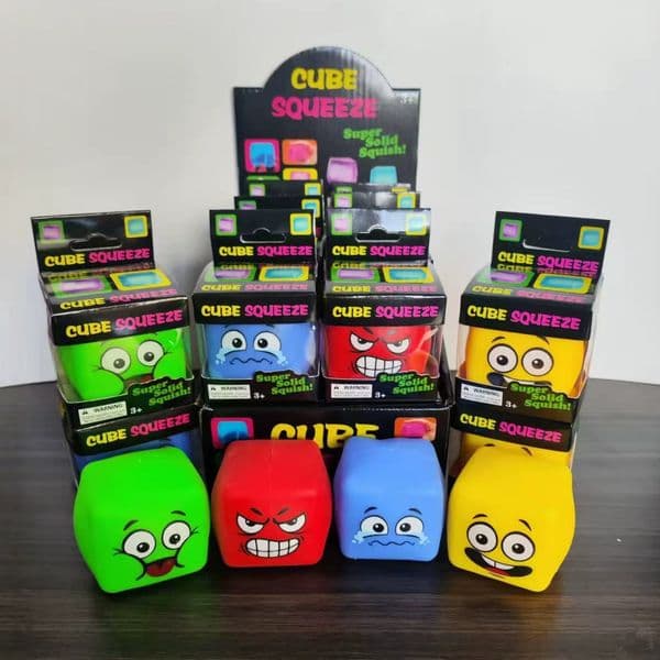 New Arrival Amazon-Style Smiley Face Cube Moldable Squeezable TPR Stress Relief Toy with Slow Rebound Toy