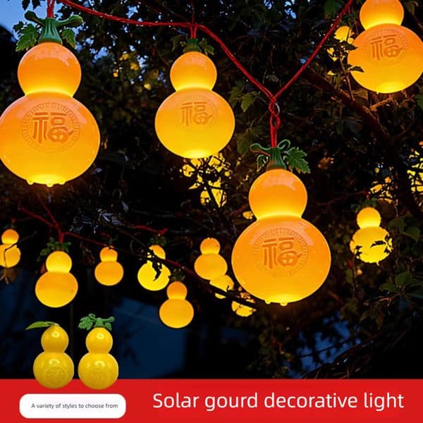 Solar-powered gourd-haped for outdoor hanging on tree, holiday treet and courtyard decoration, hopping mall, hometay, retaurant decorative landcape