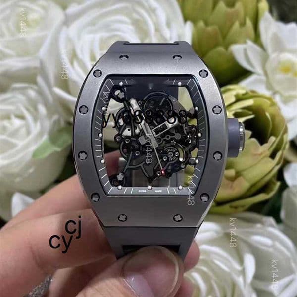 055 Luxury Watches Gray Ceramic Full Skeleton Watch Automatic Mechanical Watch Barrel-shaped Watch Tourbillon Movement: Rmul2 cygood HQ84