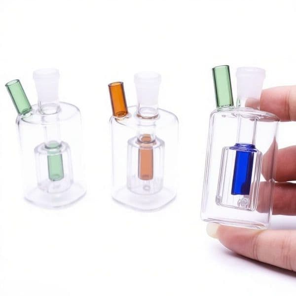 Wholesale Popular Colorful Square Mini Glass Bongs Water Pipe cheap Glass oil burner Pipe Hookah With 10mm male smoking oil Bowl and silicone straw hose