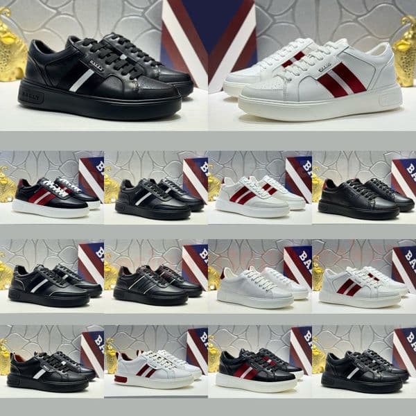 Bally Dress Shoes Lift Men Low Top Sneakers Black Striped Mesh Hollow Out Casual Fashion Shoes Size 38-45
