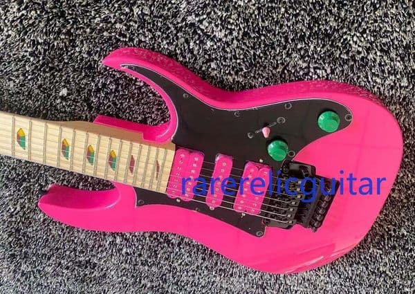 Hot Pink 6-String Electric Guitar, HSH Colorful Pickups, Double-Locking Tremolo, Maple Neck, Diamond Inlays