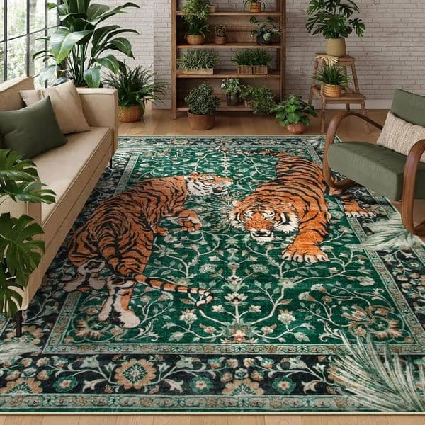 vintage rug Bohemian Style Carpet Tiger Pattern Soft Sound Insulation Noise Reduction Bedroom Sofa Living Room Home Decoration