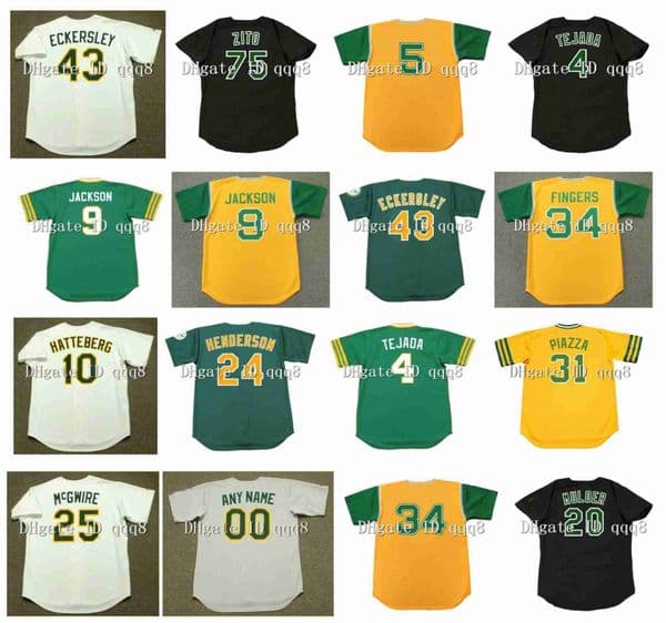 Throwback REGGIE JACKSON Athletics Baseball Jersey DENNIS ECKERSLEY McGwire BARRY ZITO RICKEY HENDERSON JOSE CANSECO MIGUEL TEJADA ROLLIE FIN