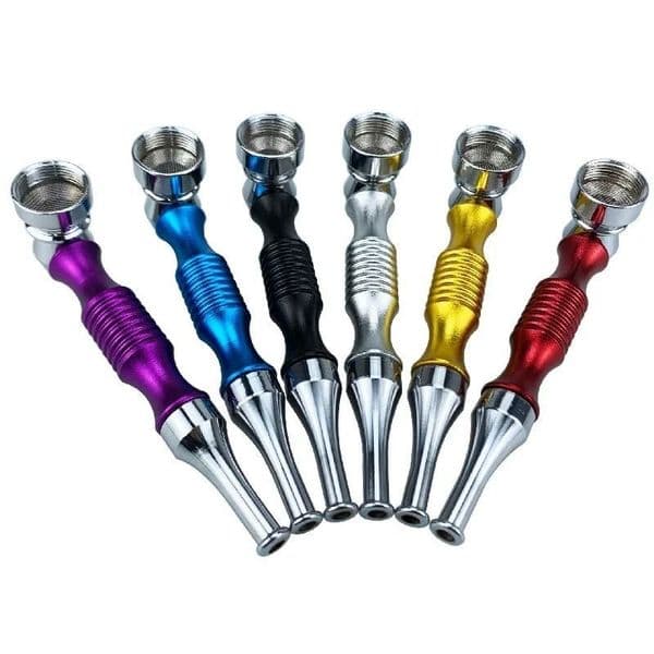 10cm Metal smoking pipes with mesh and lid long mouth suction pipe