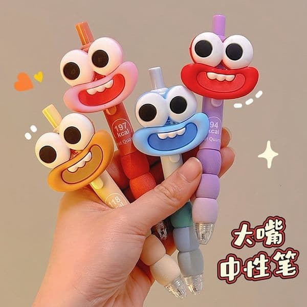 Cute Quirky Black Gel Pen, Quick-Drying And Smooth, With A Retractable Tip, High Aesthetic Value, Ugly-Cute Large Tip For Tackling Exams