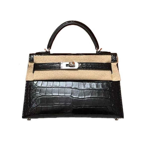 15A Clone Quality Designer H Letter 2025 European And American Second-generation Kelley Mini19 Crocodile Pattern Fashion Diagonal Handbag High Sense Shoulder Bag