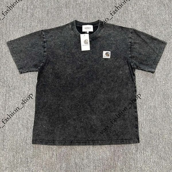 carharrttly Cross border foreign trade carharttlyness small gold label embroidered washed vintage round neck pure cotton men's short sleeve T shirt 545