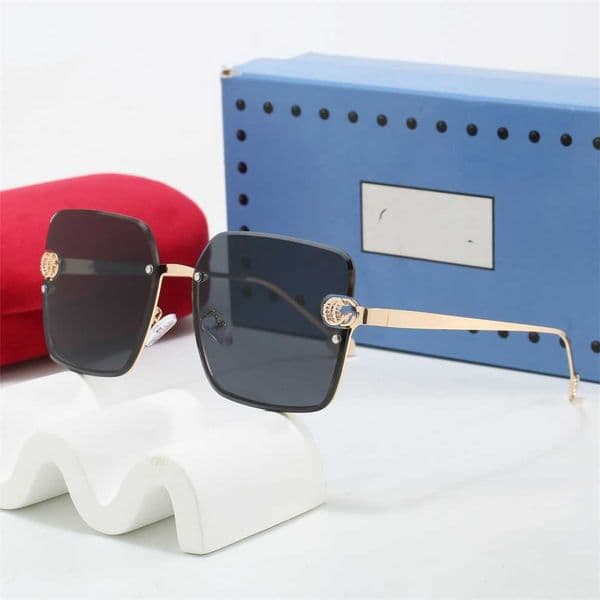 Luxury Brand Glasses Round Face Square Rimless Cut Edge Outdoor Sunscreen Protection High Appearance Designer Sunglasses