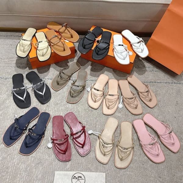 Men's and women's fashionable luxury letter flat rubber leather sandals, casual pin holder summer beach retro single shoe designer brand women's sandals