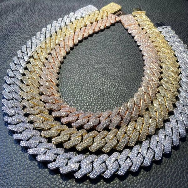 Cubana Rappers Hip Hop Jewelry Fashion 20mm Cuban Link Chain Gold Silver Plated Brass CZ Diamond Iced Out Cuban Necklace for Men