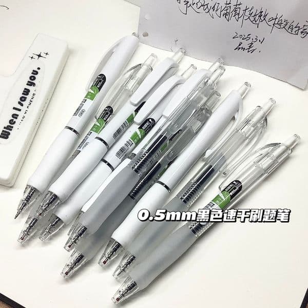 10 pieces Smoothly Writing Gel ST Tip 0.5, Student Exam Practice Quick-Drying Black Ink Pen, Office Signature Pen