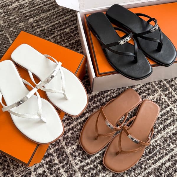 Men's and women's fashionable luxury flat rubber sandals, casual pin clip summer beach retro lock shoes designer brand Kelly buckle slippers size 35-42