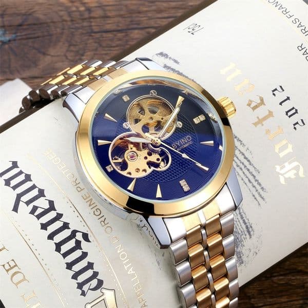 New BYINO Waterproof Foreign Trade Mechanical Watch for Men, Luminous, Waterproof, Skeletonized, Fully Automatic, Simple Design, Wholesale