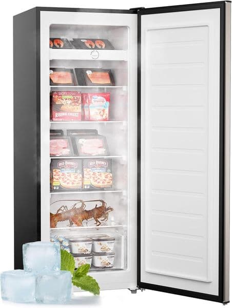 7.0 Cu.Ft Upright Freezer, Large Capacity Stand Up Freezers with 5 Adjustable Shelves, Convertible Refrigerator/Freezer, Reversible Door for Home, Basement