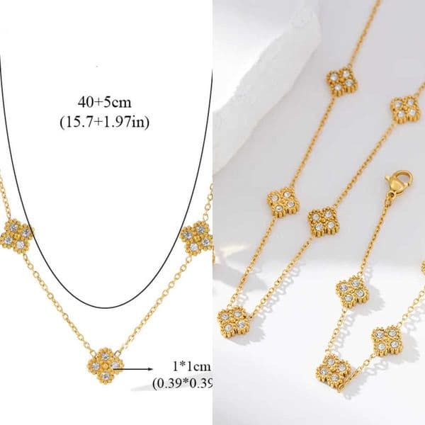 EILIECK 316L StainlESS Steel Zircon Necklace Earrings Set For Women New Fashion Waterproof Gift L260527