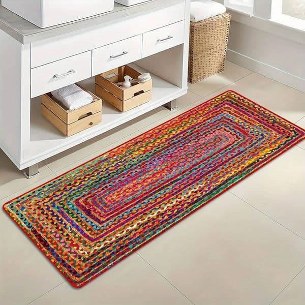 vintage rug Vintage Bohemian Style Kitchen Carpet, Dining Bedroom, Laundry Room, Entrance Mat - Easy To Clean Home Decoration