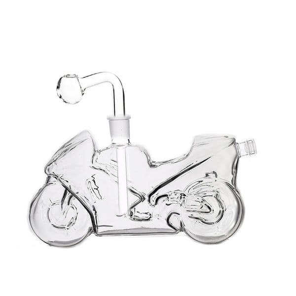 Creative Travel motorcycle shape water Tobacco bong Newest Clear Glass oil burner pipes for smoking With 14mm downstem banger bowl