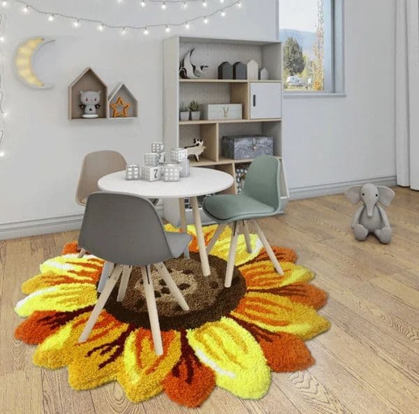 2026 Sunflower Shape Carpet Beside Rugs Kids Pets Playground Area Rug Plush Floor Mat For Living Room Bedroom Coffee Table Home Decor Free Shipping 03