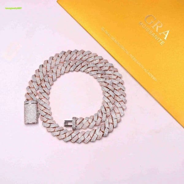 Fashion Hiphop Vvs Moissanite 925 Sterling Silver Necklace Fine Jewelry Iced Out Pass Tester Diamond Cuban Link Chain